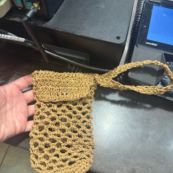 Handcrafted Tan Crochet phone  Bag - Picture 1 of 2
